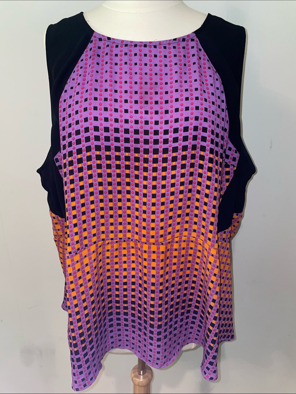 Layne Bryant Sleeveless Geometric Print Tank Top Purple, Orange & Black Size 28